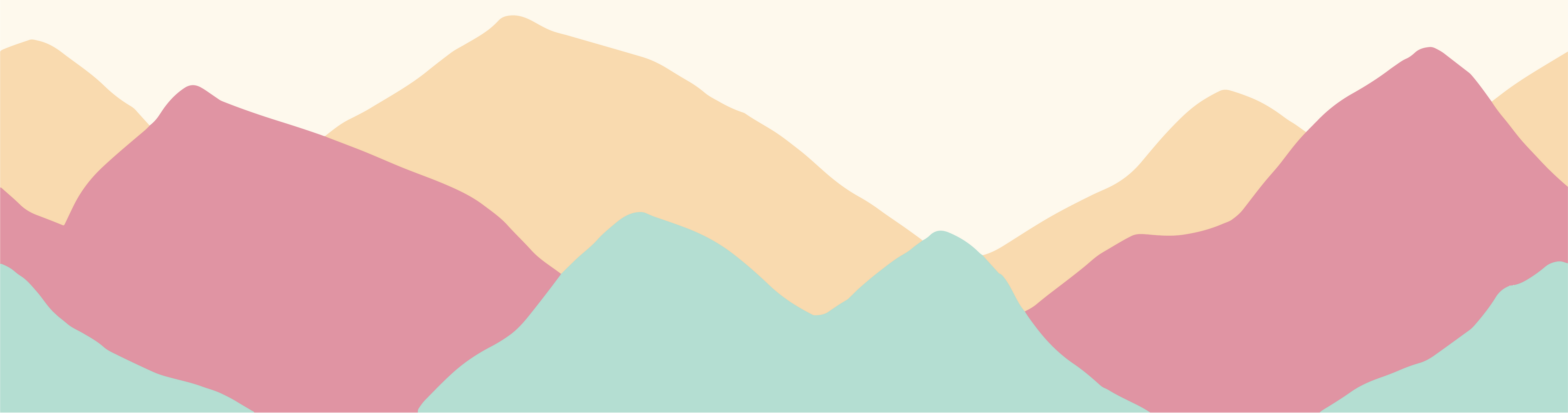 Andes Mountain range image colored in solid pastel colors of pink, teal and yellow with a tan background