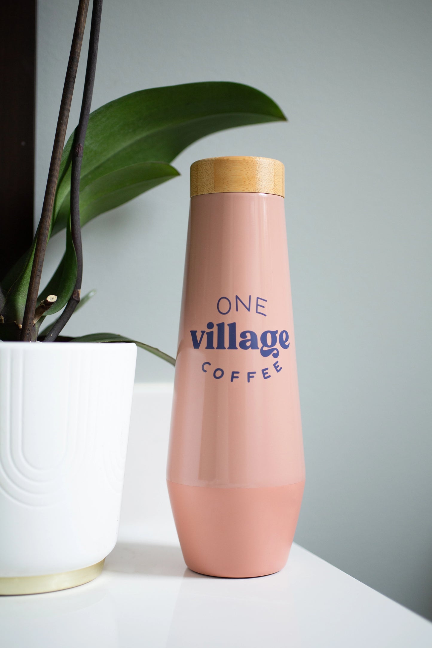 Image of stainless steel bottle in kitchen.